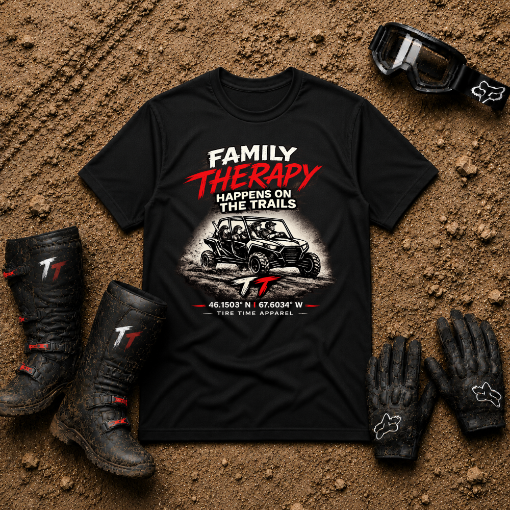 Black Family Therapy Happens on the Trails off-road t-shirt for trail families — Tire Time Offroad