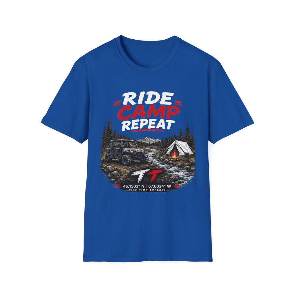 Ride Camp Repeat T-Shirt — Off-Road Camping & Adventure Tee