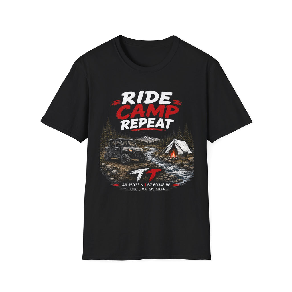 Ride Camp Repeat T-Shirt — Off-Road Camping & Adventure Tee