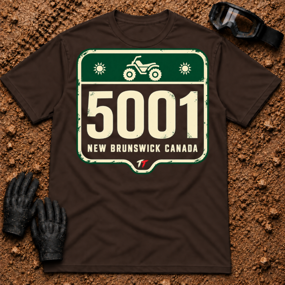 5001 Trail t-shirt in Dark Chocolate - Woodstock, Carleton County NB ATV trail marker tee - Tire Time Offroad