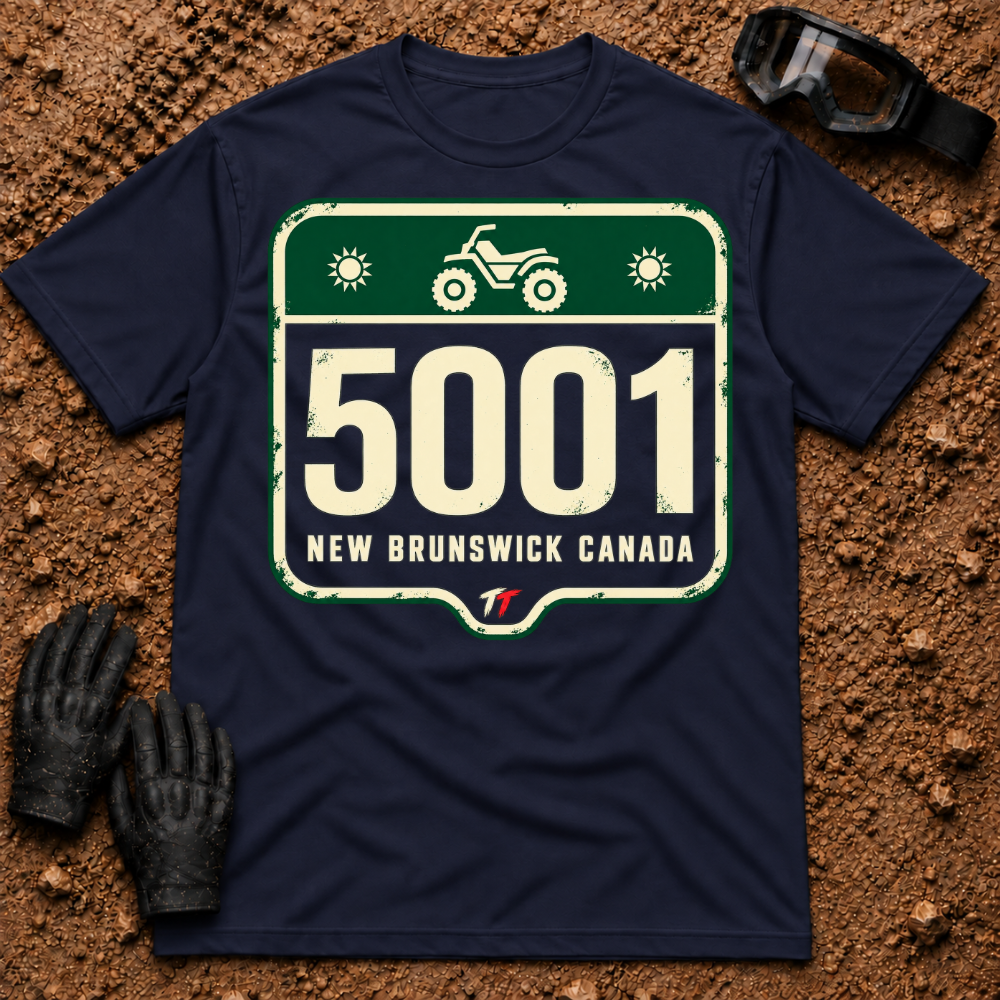 5001 Trail t-shirt in Navy - Woodstock, Carleton County NB ATV trail marker tee - Tire Time Offroad