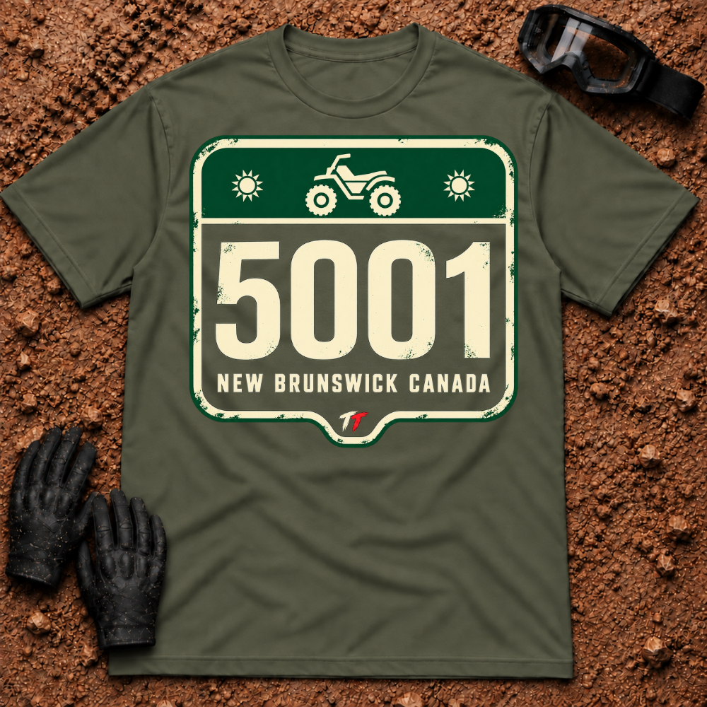 5001 Trail t-shirt in Military Green - Woodstock, Carleton County NB ATV trail marker tee - Tire Time Offroad