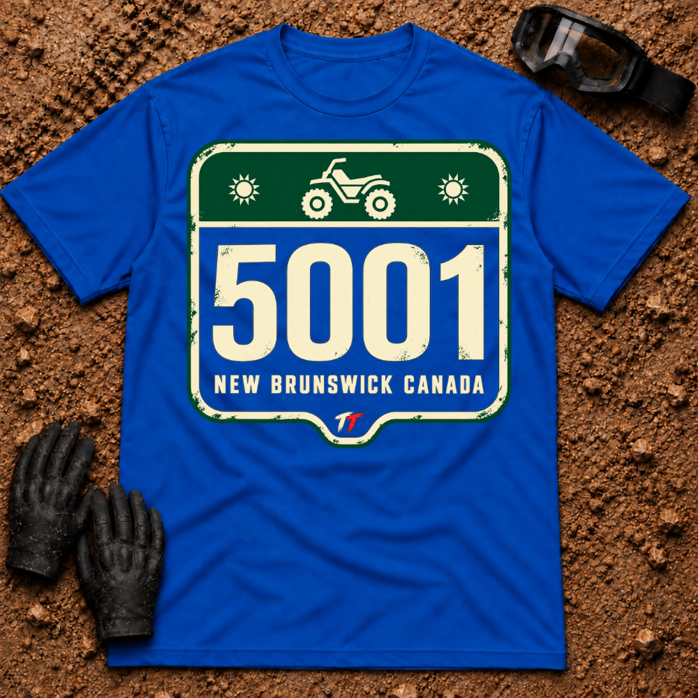 5001 Trail t-shirt in Royal blue - Woodstock, Carleton County NB ATV trail marker tee - Tire Time Offroad