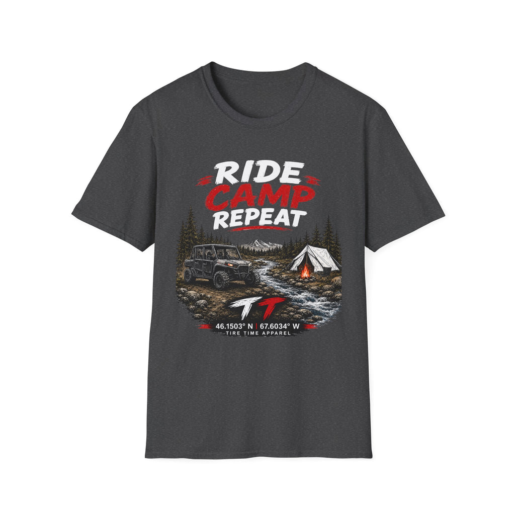 Ride Camp Repeat T-Shirt — Off-Road Camping & Adventure Tee