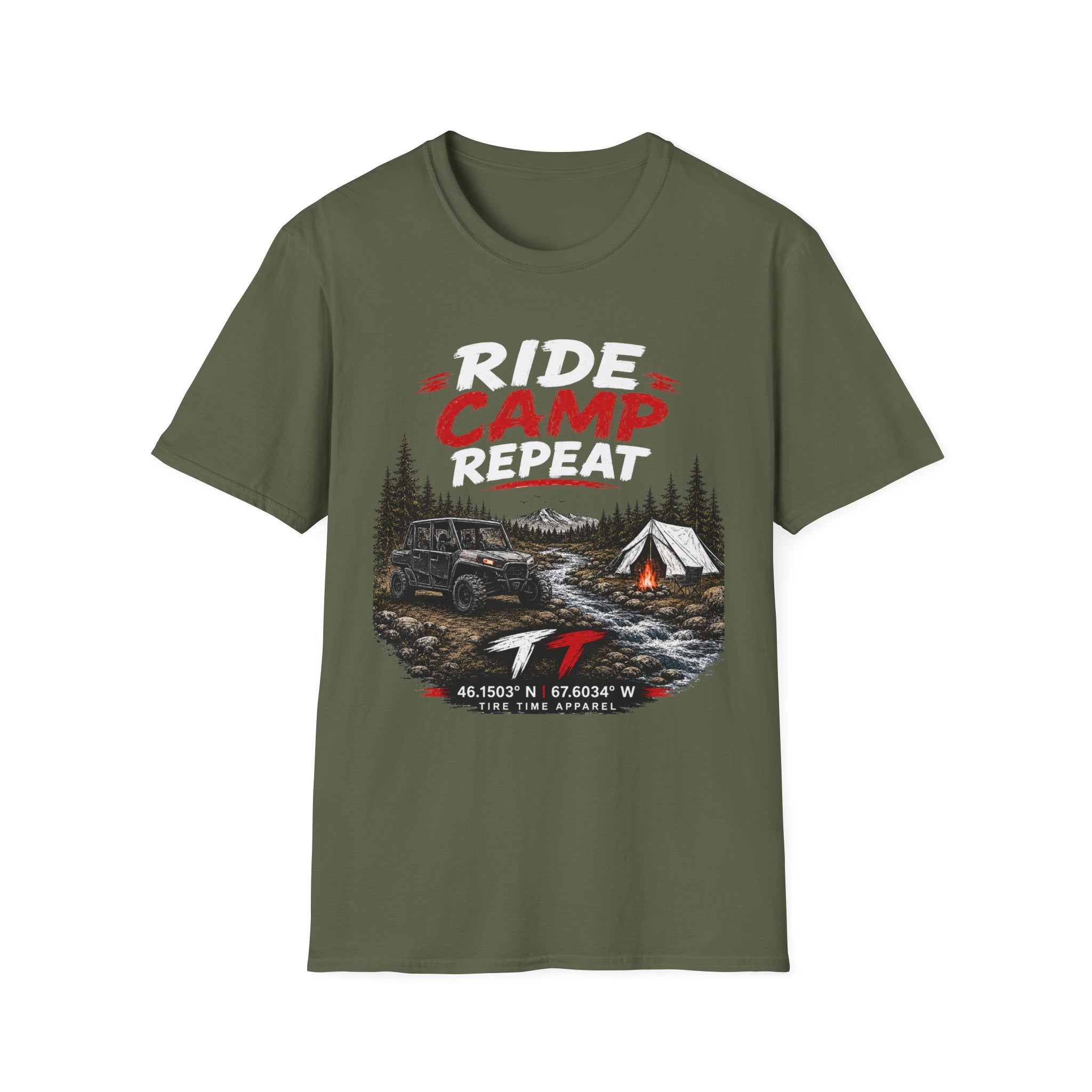 Ride Camp Repeat T-Shirt — Off-Road Camping & Adventure Tee
