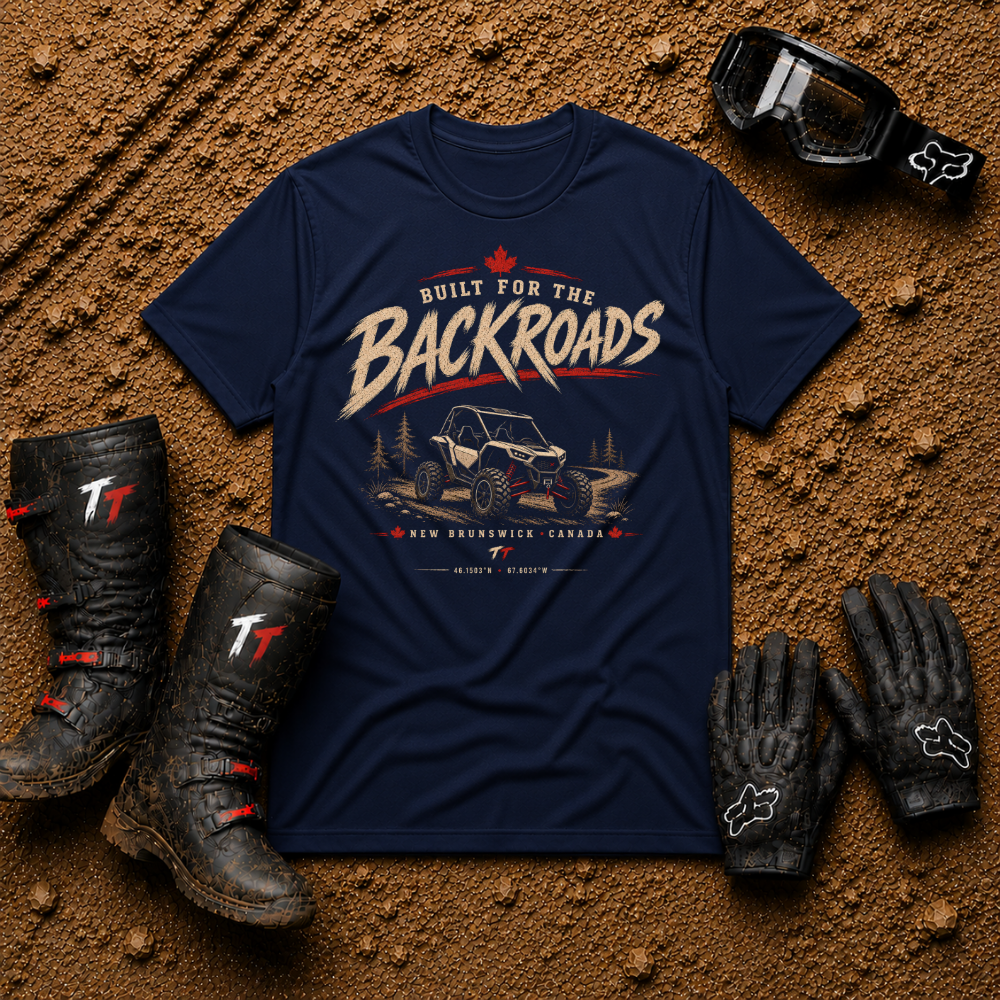 Built for the Backroads T-Shirt in navy blue, front view
