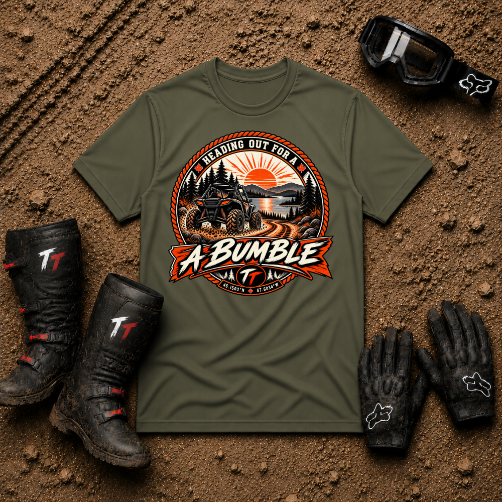 Military green Out for a Bumble mud riding tee — Tire Time Offroad