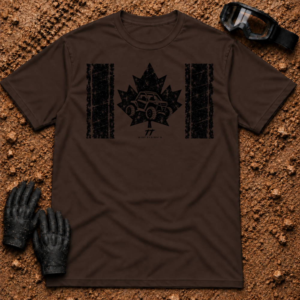 Canadian Off-Road t-shirt in Dark Chocolate - Canadian flag with a side-by-side in the maple leaf - Tire Time Offroad