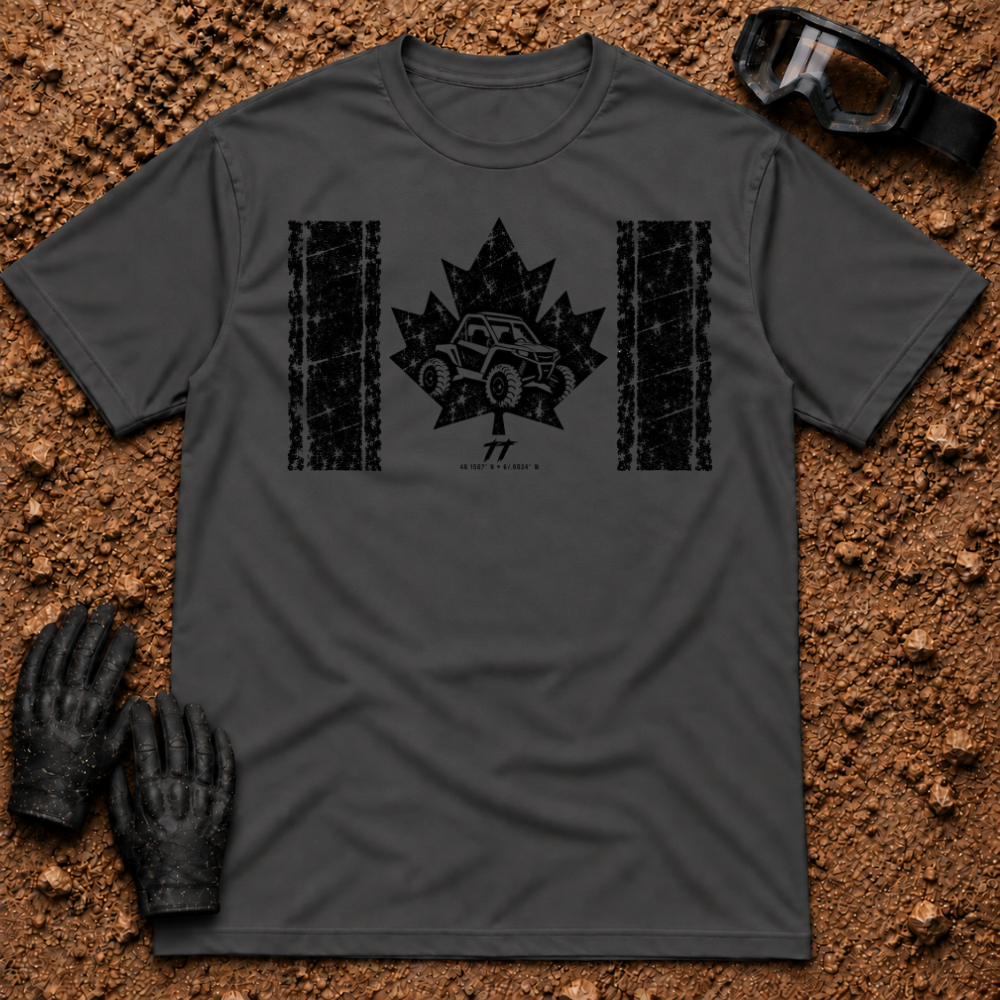 Canadian Off-Road t-shirt in Dark Heather - Canadian flag with a side-by-side in the maple leaf - Tire Time Offroad