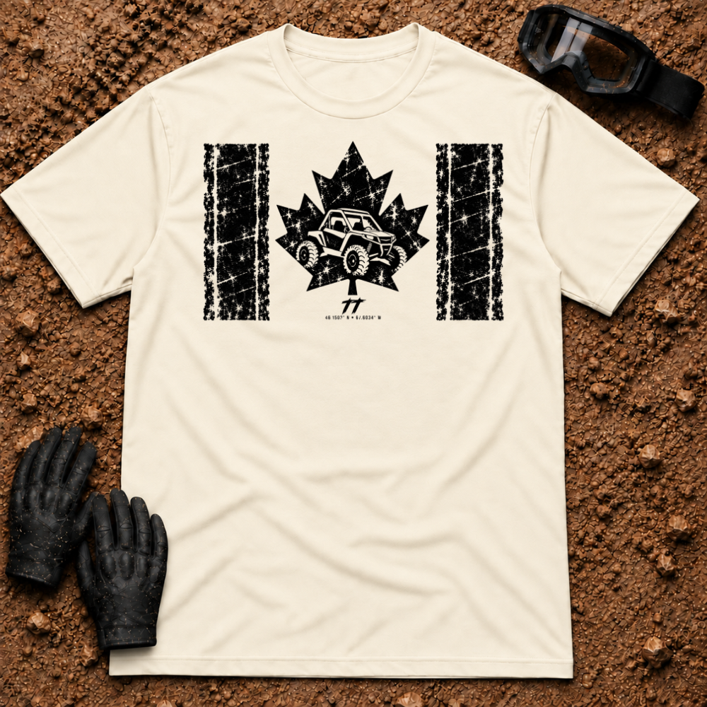 Canadian Off-Road t-shirt in Natural - Canadian flag with a side-by-side in the maple leaf - Tire Time Offroad