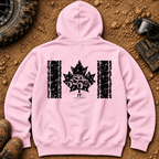 Vintage Canadian hoodie in Light Pink - Canadian flag with a side-by-side in the maple leaf - Tire Time Offroad
