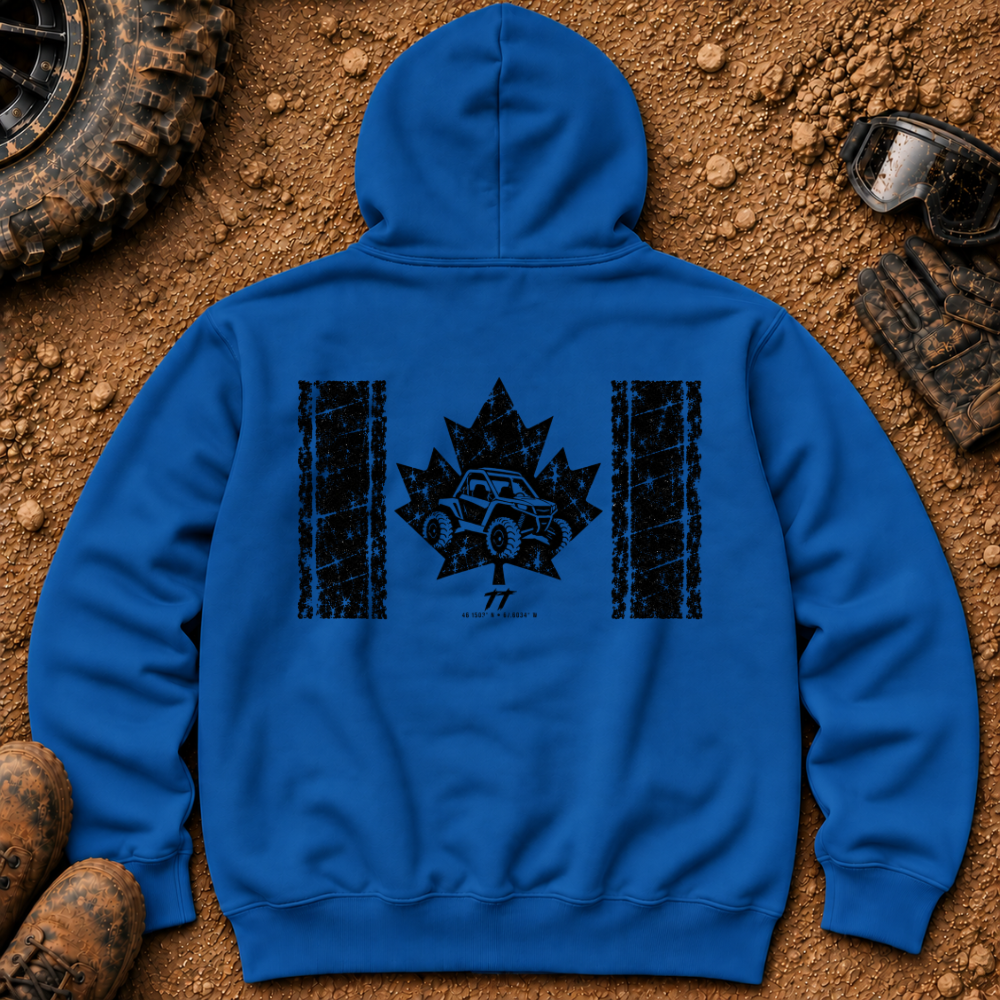 Vintage Canadian hoodie in Royal - Canadian flag with a side-by-side in the maple leaf - Tire Time Offroad