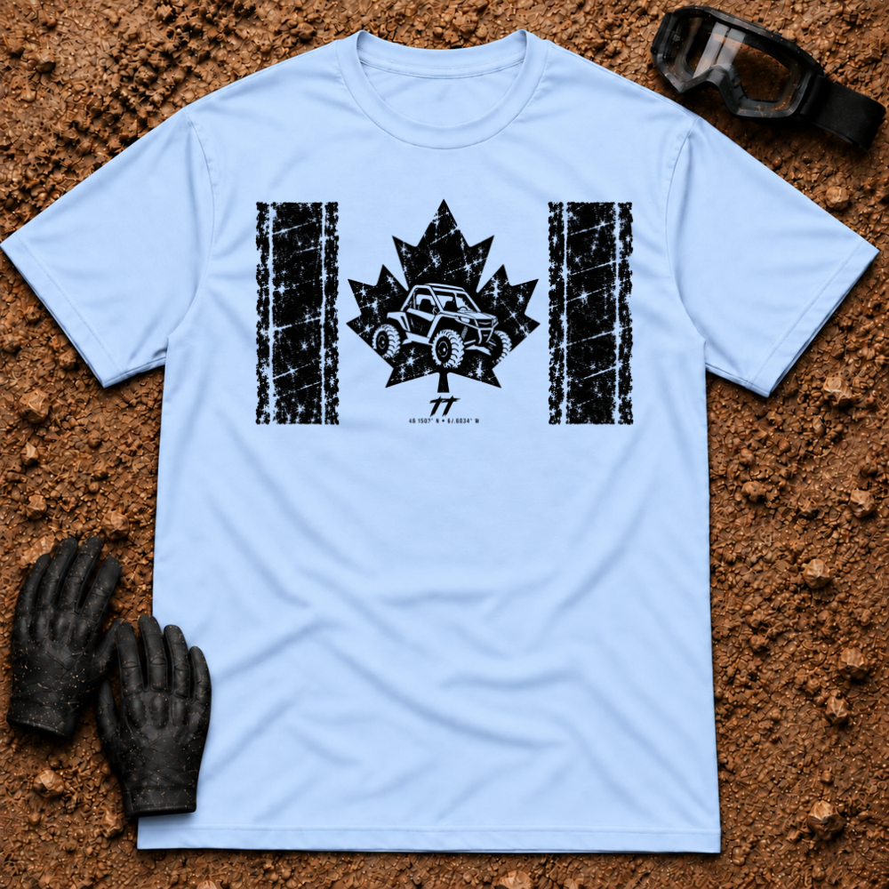 Canadian Off-Road t-shirt in Light Blue - Canadian flag with a side-by-side in the maple leaf - Tire Time Offroad