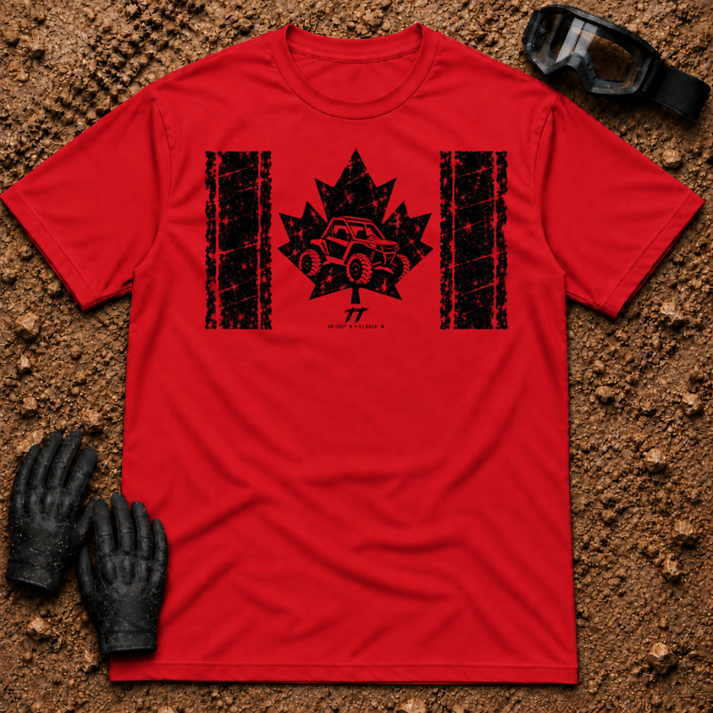 Canadian Off-Road t-shirt in Red - Canadian flag with a side-by-side in the maple leaf - Tire Time Offroad