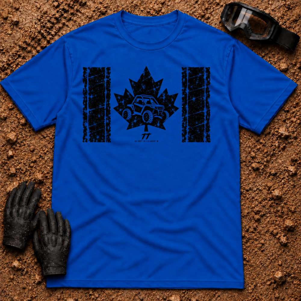 Canadian Off-Road t-shirt in Royal - Canadian flag with a side-by-side in the maple leaf - Tire Time Offroad