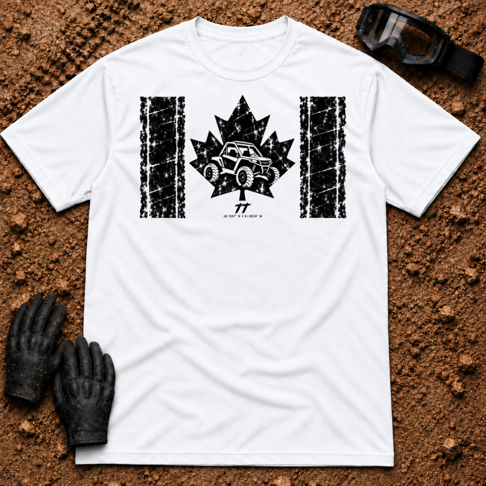 Canadian Off-Road t-shirt in White - Canadian flag with a side-by-side in the maple leaf - Tire Time Offroad