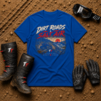 Royal blue Dirt Roads Salt Air off-road graphic tee – Tire Time Atlantic Canada apparel