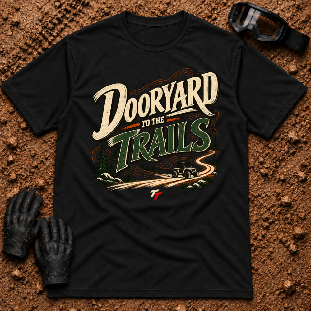 Dooryard to the Trails t-shirt in Black - New Brunswick slang ATV and side-by-side tee - Tire Time Offroad