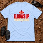 Light Blue Elbows Up T-Shirt with a side-by-side in a red maple leaf and Throttle Down text — Tire Time Offroad ATV/UTV tee