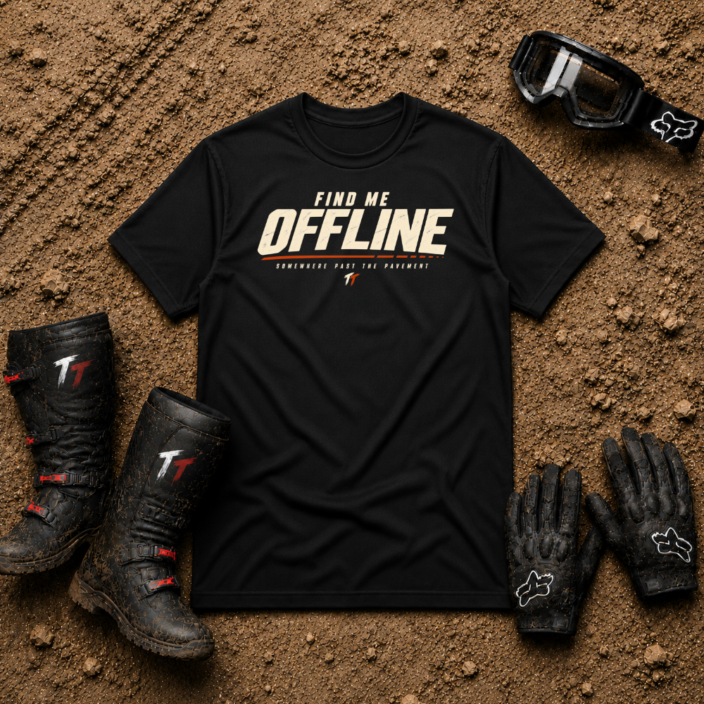 Black Find Me Offline off-grid ATV/UTV t-shirt — Tire Time Offroad