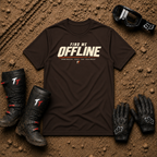 Dark chocolate Find Me Offline off-grid ATV/UTV t-shirt — Tire Time Offroad