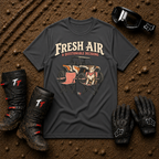 Dark heather grey Fresh Air & Questionable Decisions ATV/UTV t-shirt — Tire Time Offroad