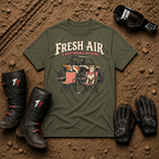Military green Fresh Air & Questionable Decisions ATV/UTV t-shirt — Tire Time Offroad