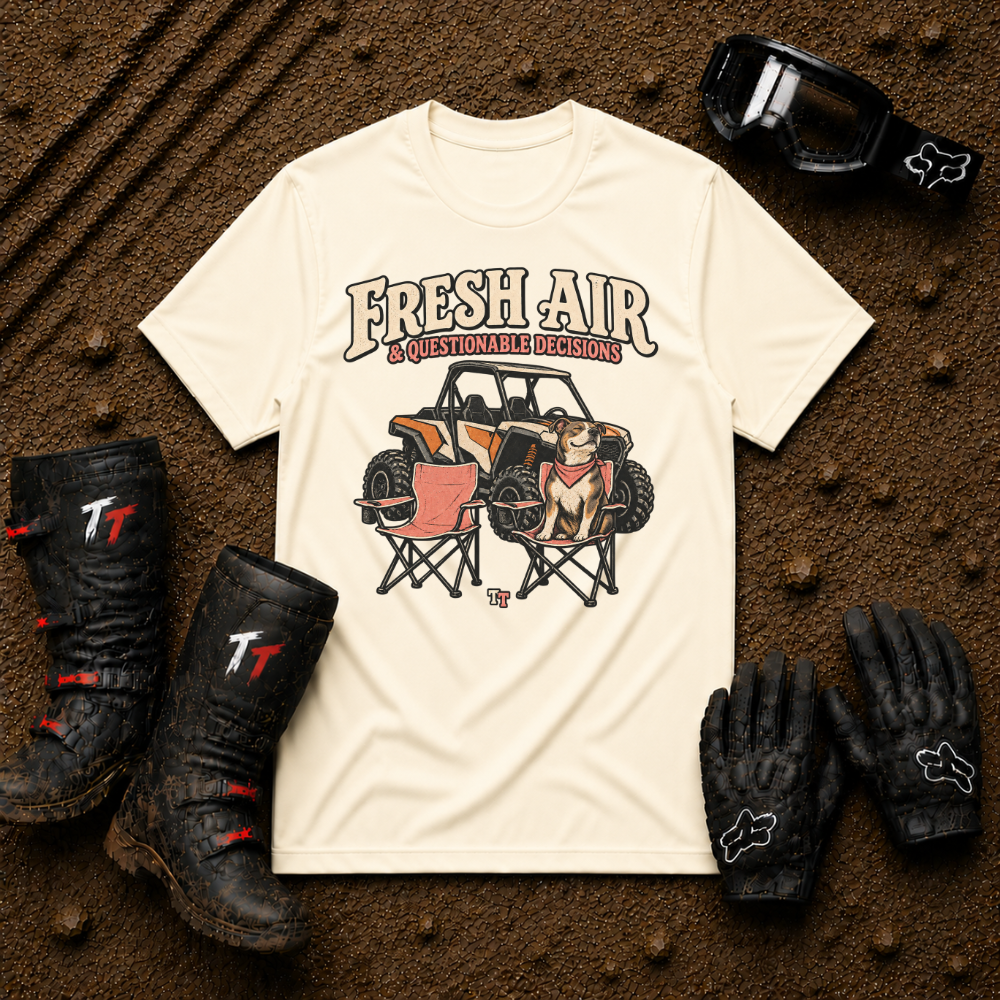 Natural Fresh Air & Questionable Decisions ATV/UTV t-shirt — Tire Time Offroad