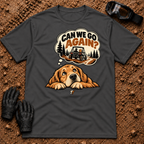 Dark Heather Go Again T-Shirt, dog dreaming Can We Go Again? side-by-side trail ride — Tire Time Offroad ATV/UTV tee