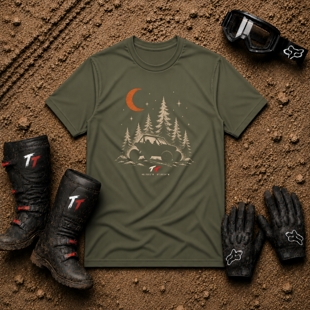 Military green Midnight Adventure t-shirt – Tire Time off-road trail tee