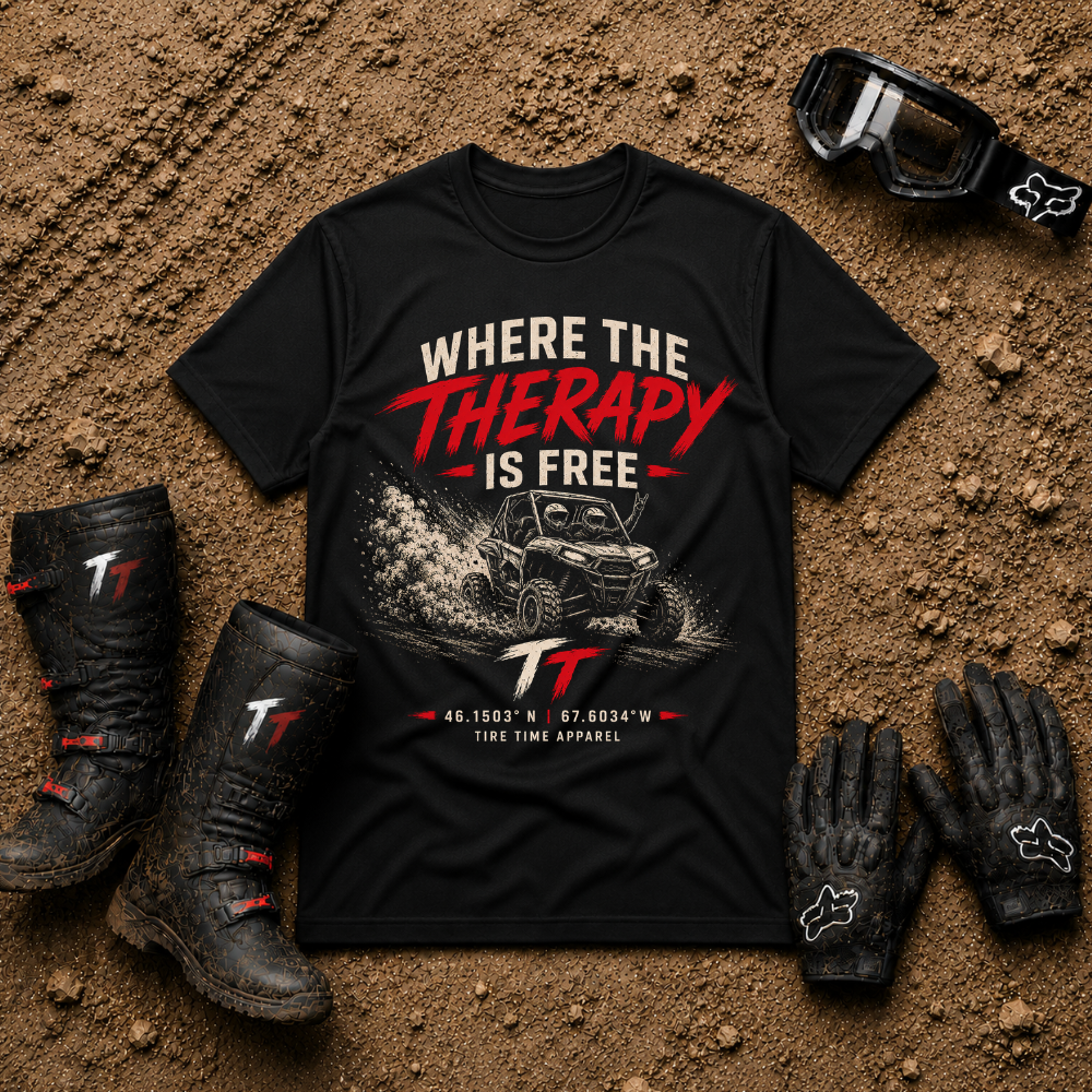 "Where the Therapy Is Free" Off‑Road Adventure Tee
