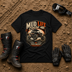 Black Mud Life Chose Me t-shirt with side-by-side action and mud splash graphic — Tire Time Offroad