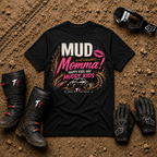 Black Mud Momma t-shirt — Caffeine, Chaos & Horsepower off-road mom tee