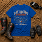 Royal blue Bad Decisions Make Great Stories funny off-road tee — Tire Time Offroad