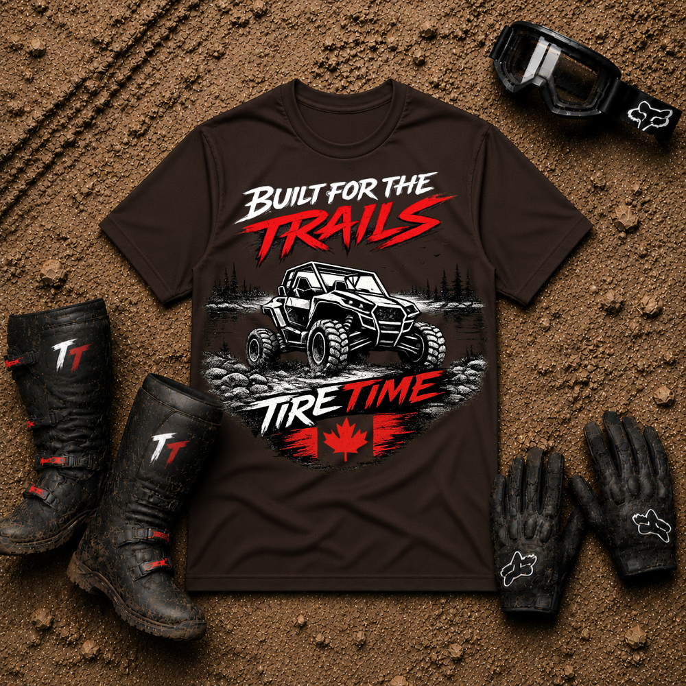 Dark chocolate Built For The Trails Canadian off-road shirt — Tire Time Offroad