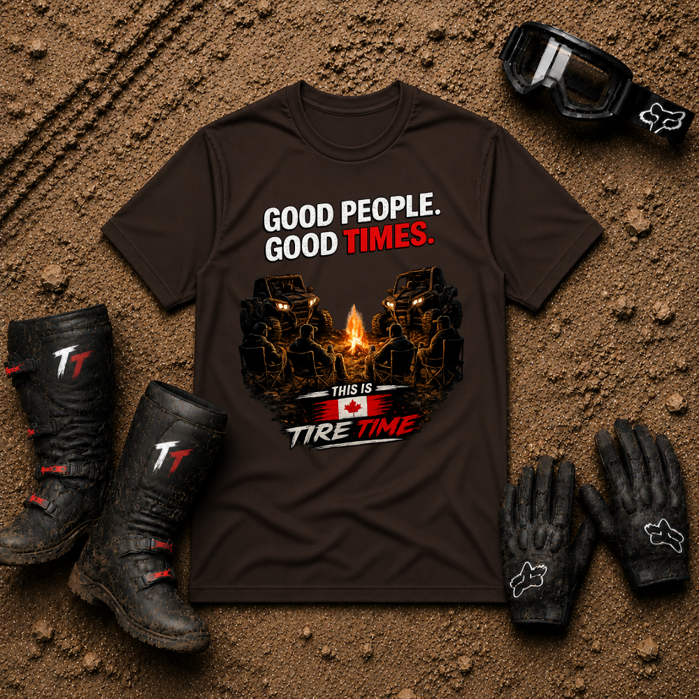 Dark chocolate Good People Good Times side-by-side crew tee — Tire Time Offroad