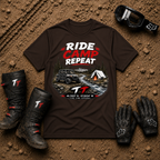 Dark chocolate Ride Camp Repeat ATV camping graphic tee — Tire Time Offroad