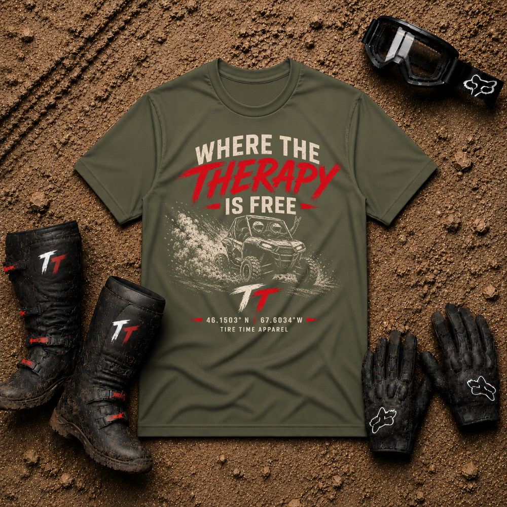 "Where the Therapy Is Free" Off‑Road Adventure Tee
