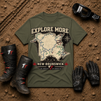 Military green New Brunswick ATV trail map shirt for quad and side-by-side riders — Tire Time Offroad
