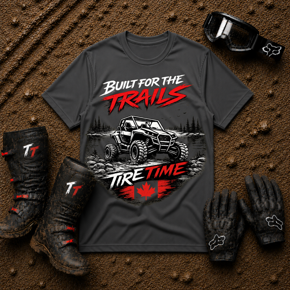 Dark heather grey Built For The Trails UTV apparel graphic shirt — Tire Time Offroad