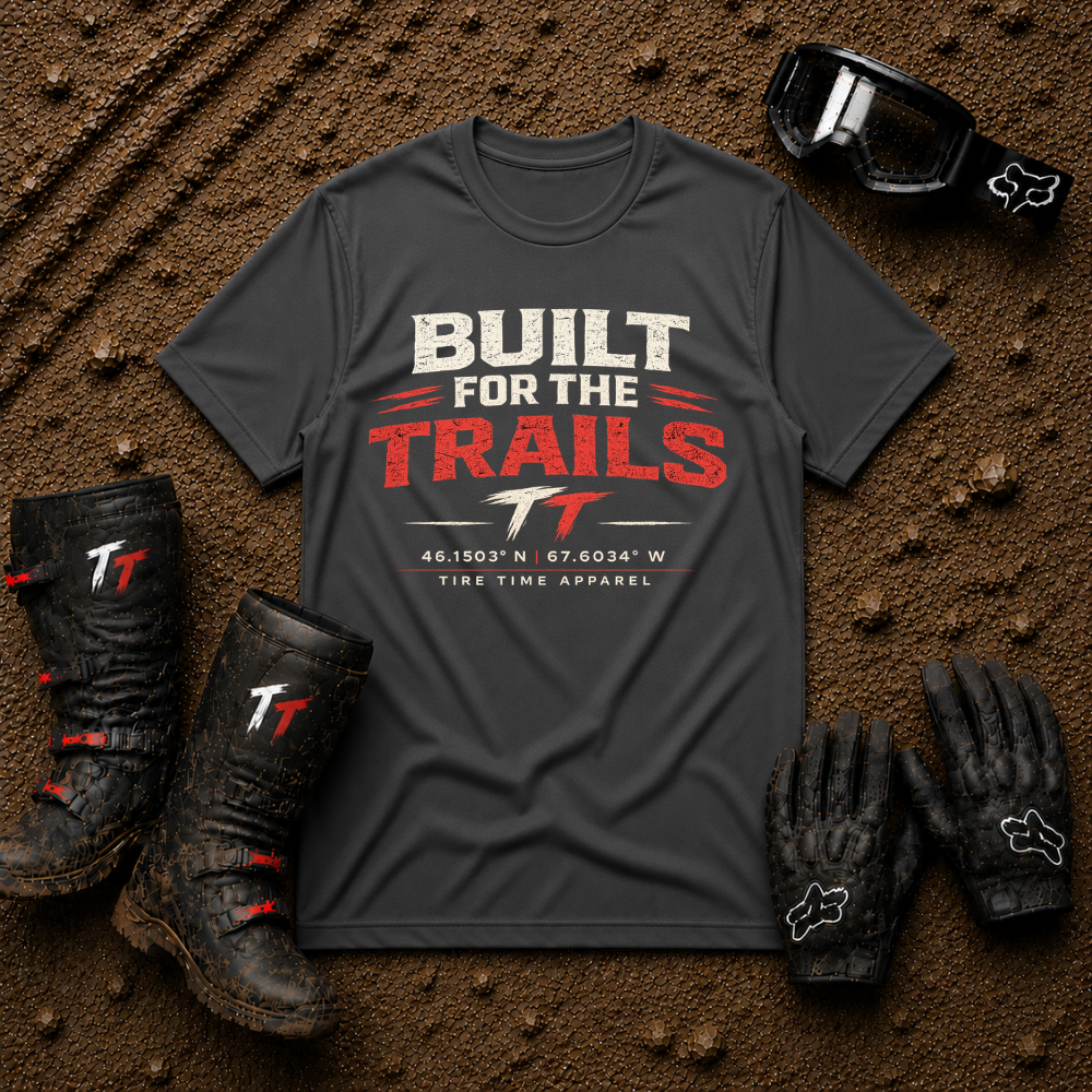 Dark heather grey Built For The Trails off-road adventure tee — Tire Time Offroad
