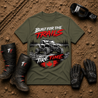 Military green Built For The Trails mud riding tee — Tire Time Offroad