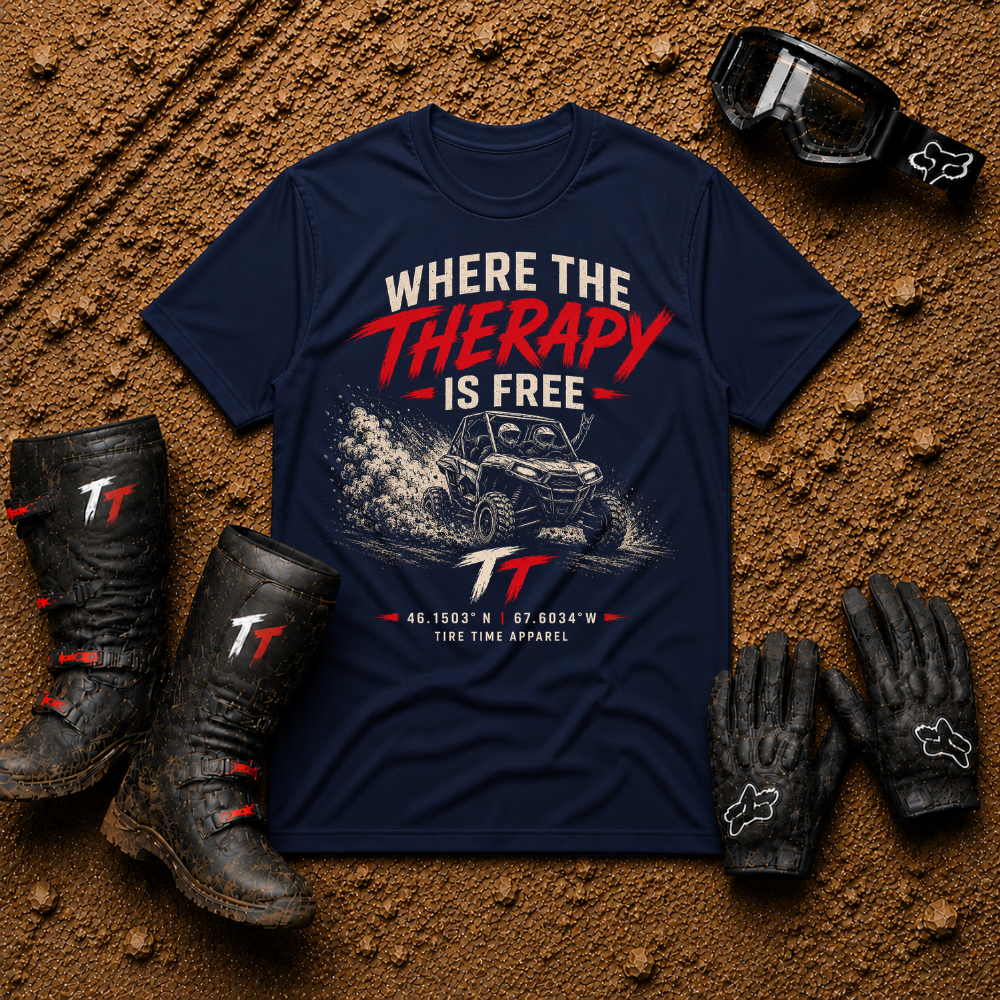 "Where the Therapy Is Free" Off‑Road Adventure Tee