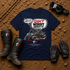 Navy Don't Worry About It vintage side-by-side graphic tee, unisex fit