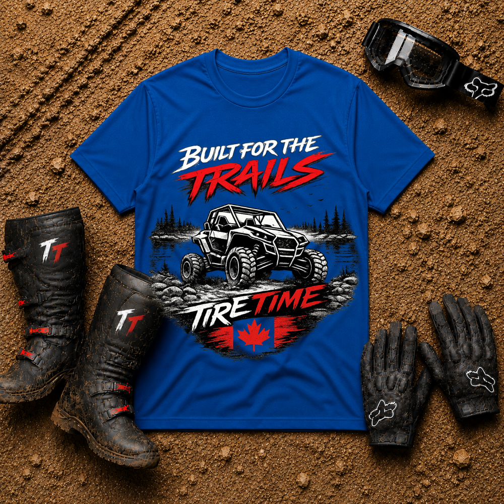 Royal blue Built For The Trails ATV trail riding t-shirt — Tire Time Offroad