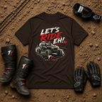 Let's Ride Eh! Off-Road T-Shirt in Dark Chocolate - Canadian ATV UTV Graphic Tee | Tire Time