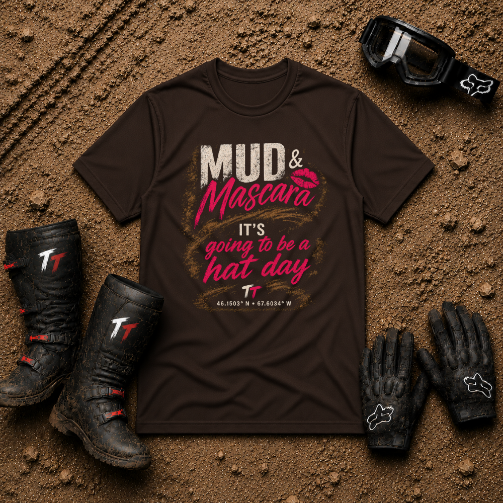 Dark chocolate brown "It's Going to Be a Hat Day" side-by-side riding t-shirt for women