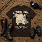 Dark chocolate brown side by side UTV trail map tee for New Brunswick riders — Tire Time Offroad