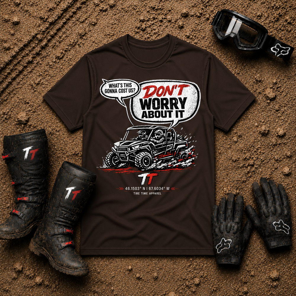 Dark chocolate brown Don't Worry About It vintage SXS t-shirt for UTV riders
