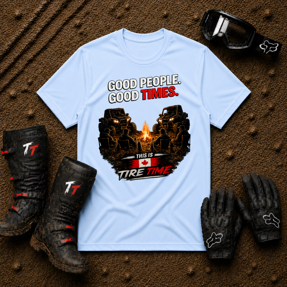Light blue Good People Good Times off-road crew shirt — Tire Time Offroad